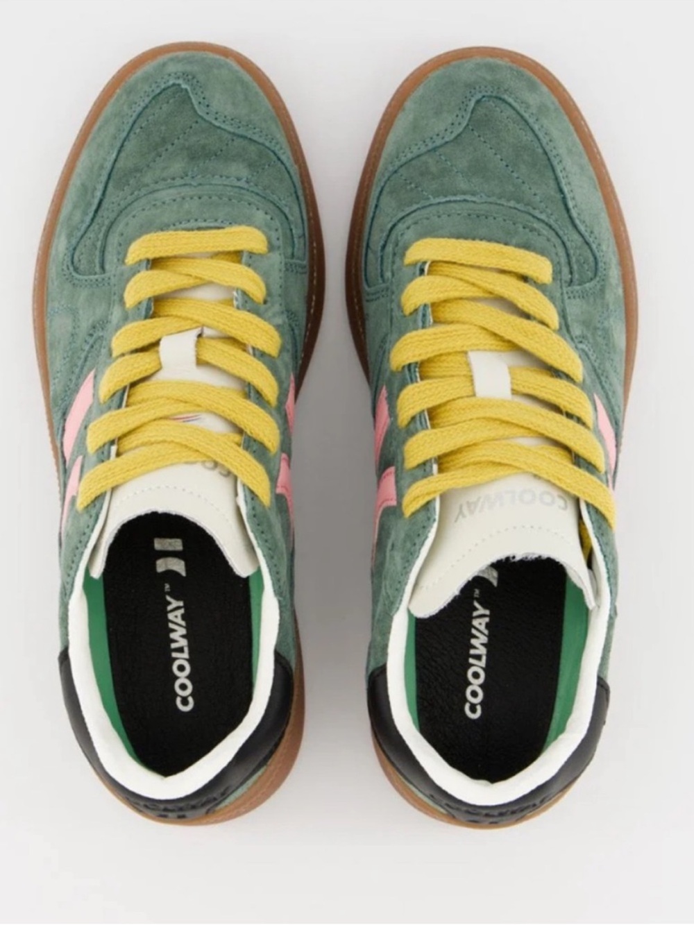 Coolway 7 Sneakers Goal in Green Forest Suede Free People black yellow no box - Picture 8 of 14